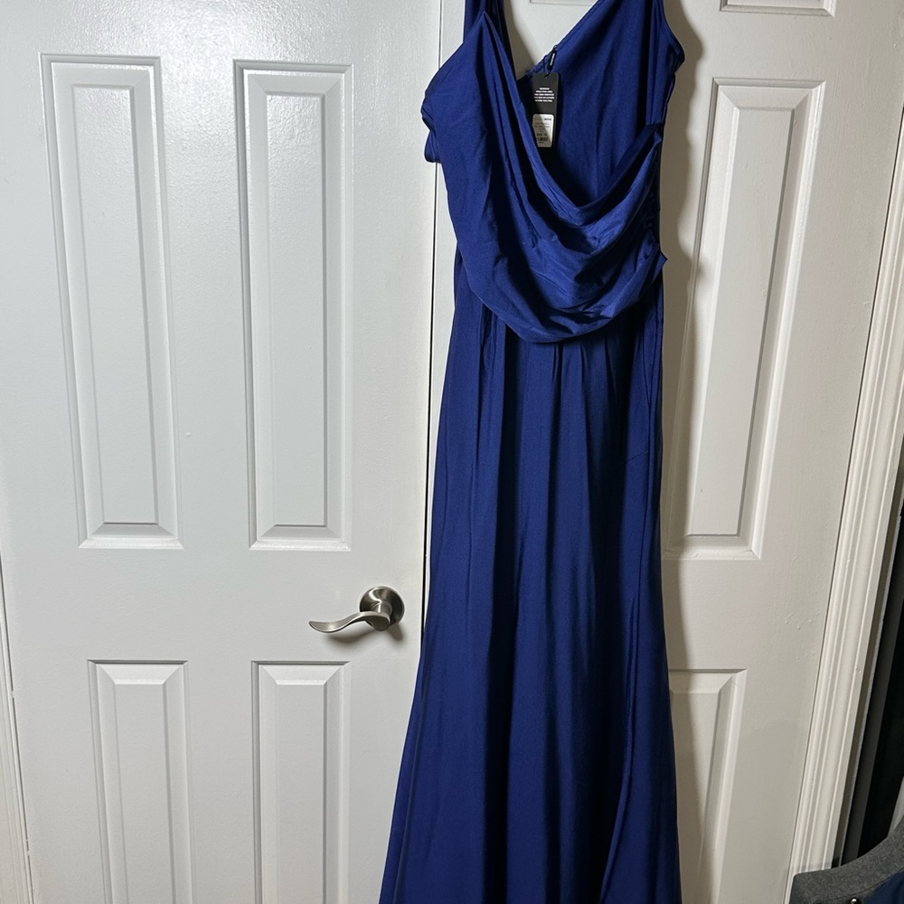 Fashion Nova Blue Sleeveless Cowl Neck Gown